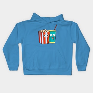 Cute popcorn and drink smiling happily Kids Hoodie